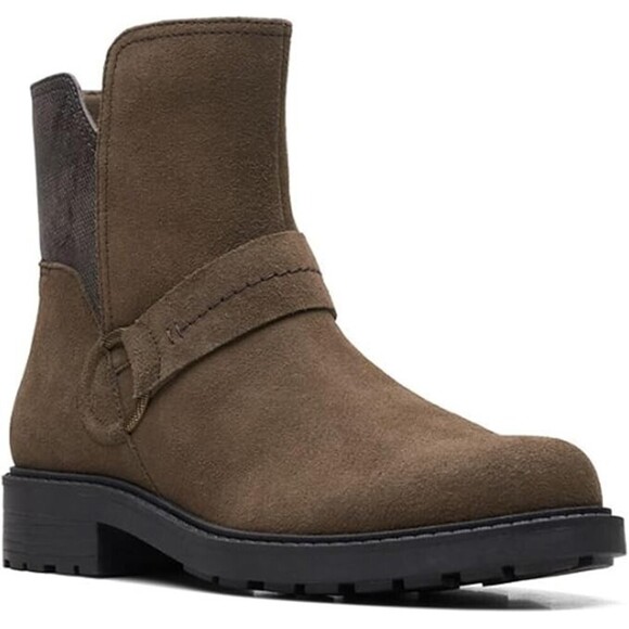 Clarks Shoes - Clarks Opal Rose 26168396 Boots Women's US 7.5 Dark Olive Suede Ankle JOBB213